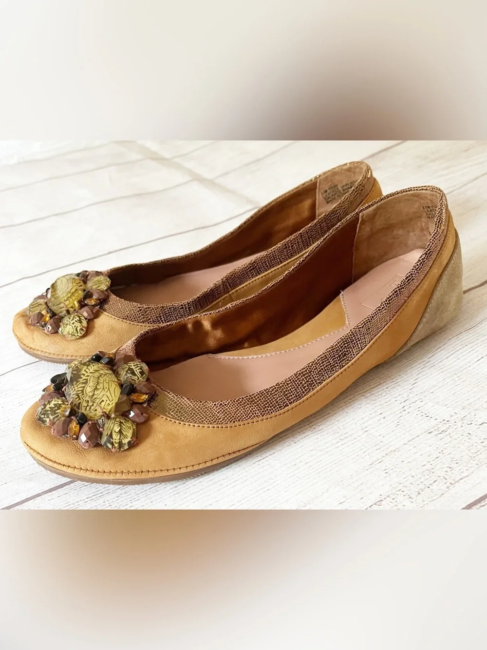 Bacio 61 copper color embellished ballet flats